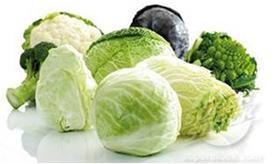 Cruciferous vegetables: broccoli, cauliflower, romanesco cabbage, and cabbage
