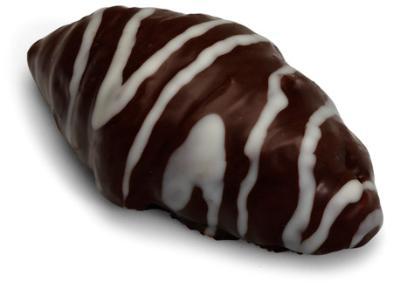 Little croissant, dipped in chocolate (white and black) with custard filling, in bulk