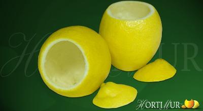 Cascos de limón congelados para sorbetes